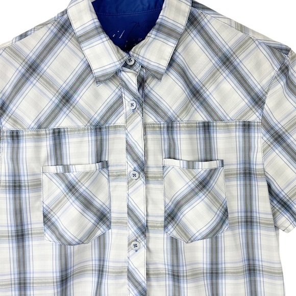Kuhl Mountain Culture Ionik Blue and White Plaid Shirt UPF 30 - Picture 6 of 10